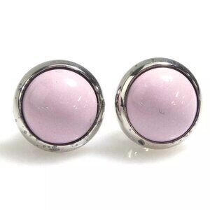 Auth HERMES Eclipse Pierce Earrings Light Pink Metal -